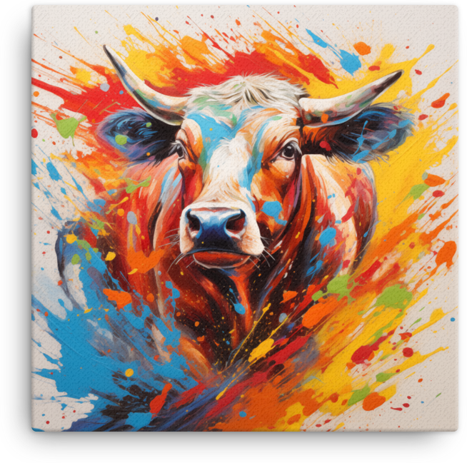 Vivid Imagination Cow Canvas Wall Art