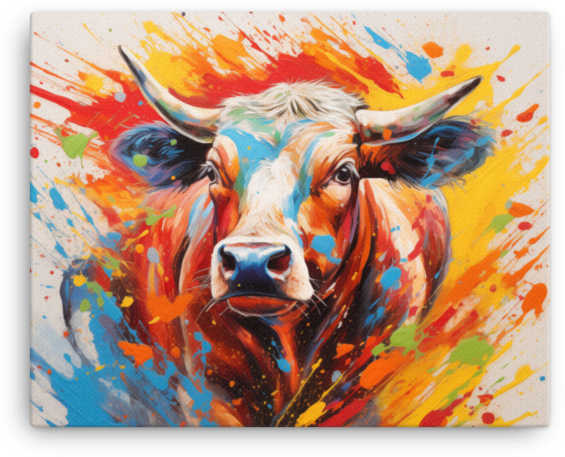 Vivid Imagination Cow Canvas Wall Art
