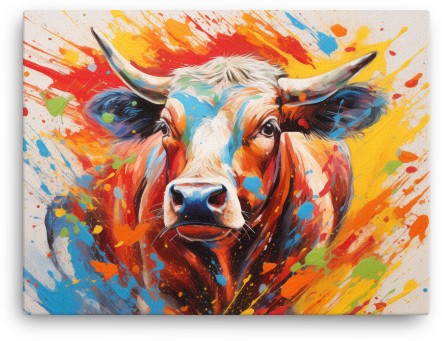 Vivid Imagination Cow Canvas Wall Art