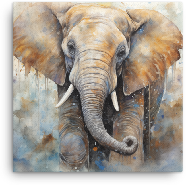 Watercolor Essence Elephant Canvas Wall Art