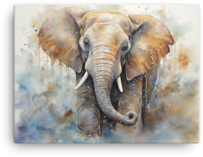 Watercolor Essence Elephant Canvas Wall Art