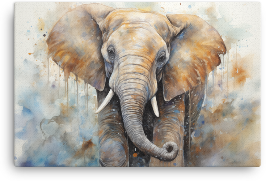 Watercolor Essence Elephant Canvas Wall Art