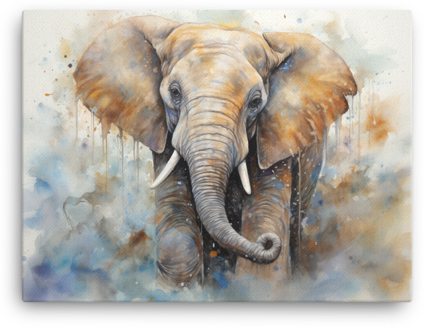 Watercolor Essence Elephant Canvas Wall Art