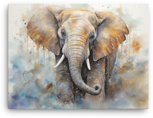 Watercolor Essence Elephant Canvas Wall Art