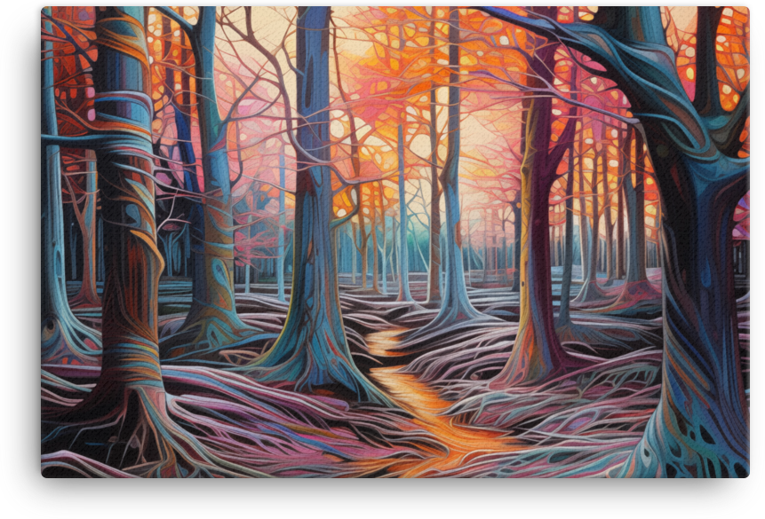 Whimsical Autumn Forest in Vivid Hues Canvas wall art