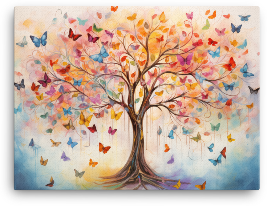 Whimsical Butterfly Tree Canvas wall art