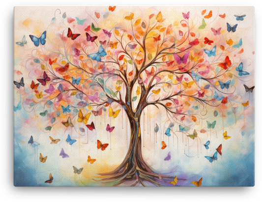 Whimsical Butterfly Tree Canvas wall art