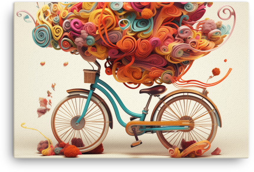 Whimsical Melody of Colors Bicycle Canvas