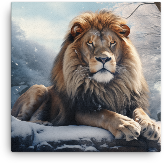 Winter Sovereign Lion Canvas Wall Art