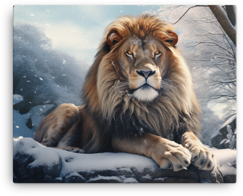 Winter Sovereign Lion Canvas Wall Art