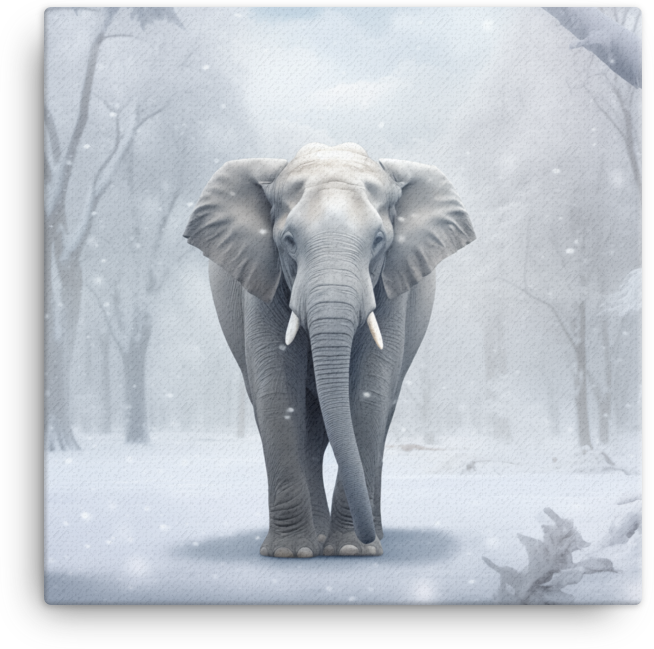 Winter Whisper Elephant Canvas Wall Art