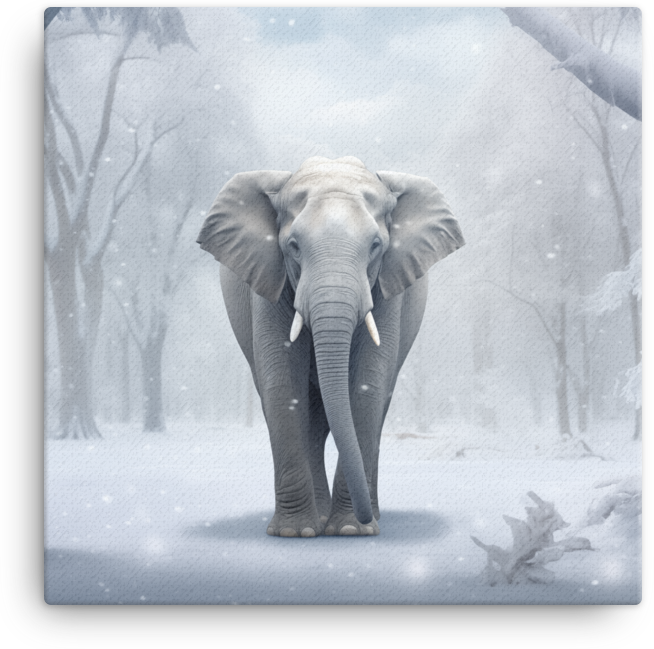 Winter Whisper Elephant Canvas Wall Art
