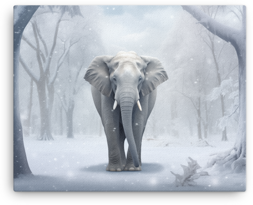 Winter Whisper Elephant Canvas Wall Art