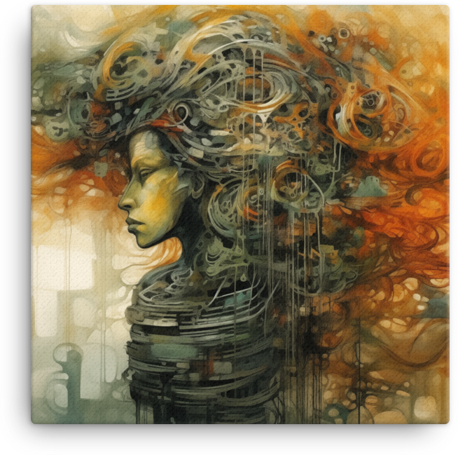 Woman with Swirling Thoughts Canvas