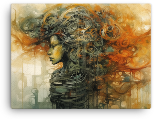 Woman with Swirling Thoughts Canvas