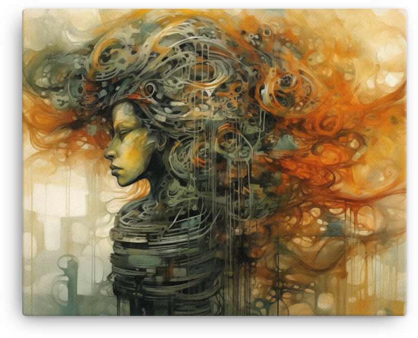 Woman with Swirling Thoughts Canvas