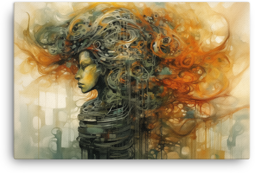 Woman with Swirling Thoughts Canvas