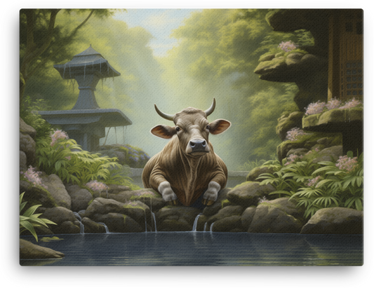 Zen Garden Cow Canvas Wall Art