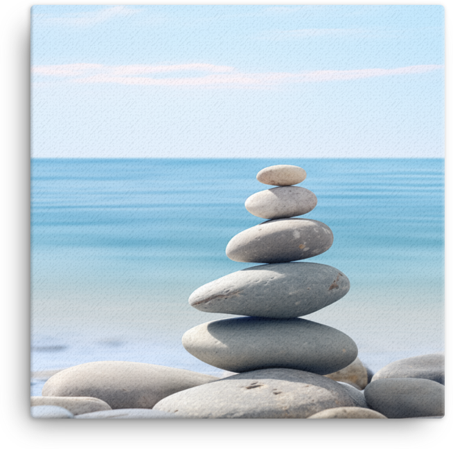 Zen Stones on a Coastal Beach Canvas wall art