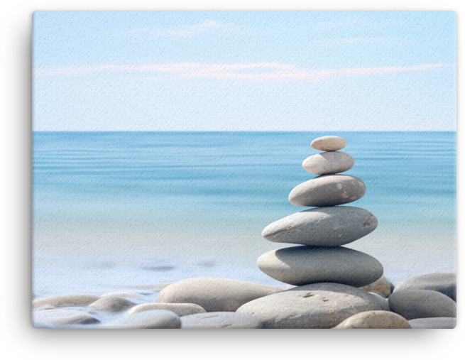 Zen Stones on a Coastal Beach Canvas wall art