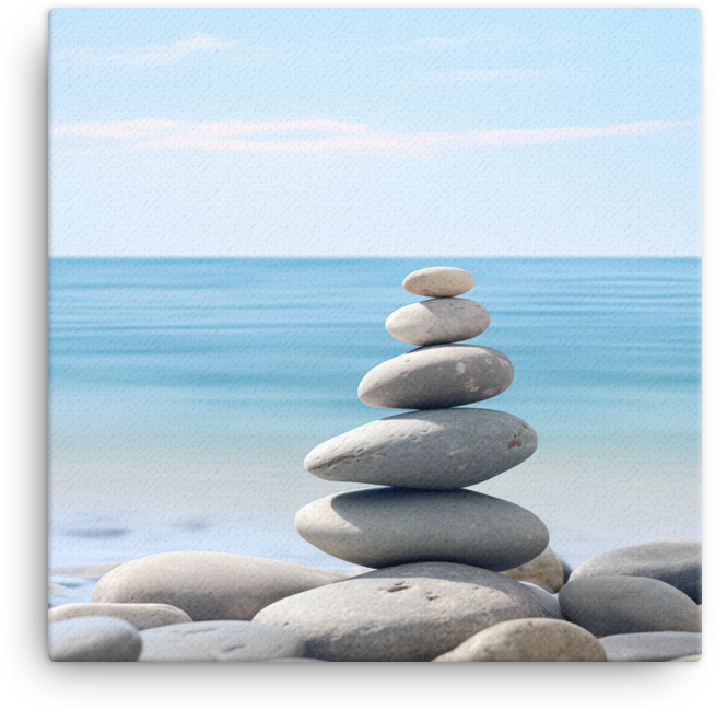 Zen Stones on a Coastal Beach Canvas wall art