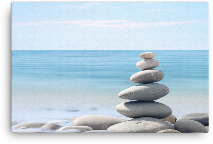Zen Stones on a Coastal Beach Canvas wall art