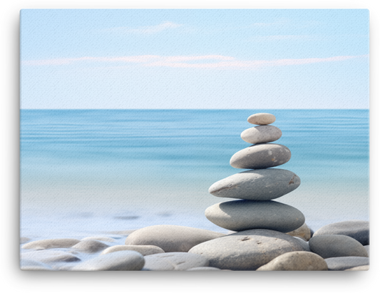 Zen Stones on a Coastal Beach Canvas wall art