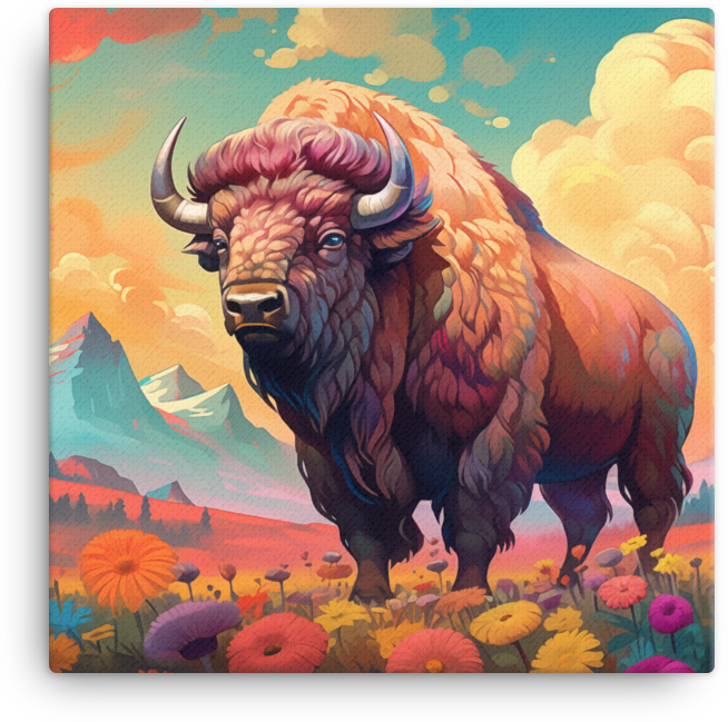 Alpine Glow Bison Canvas Wall Art