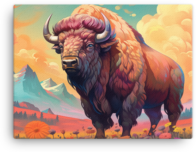 Alpine Glow Bison Canvas Wall Art