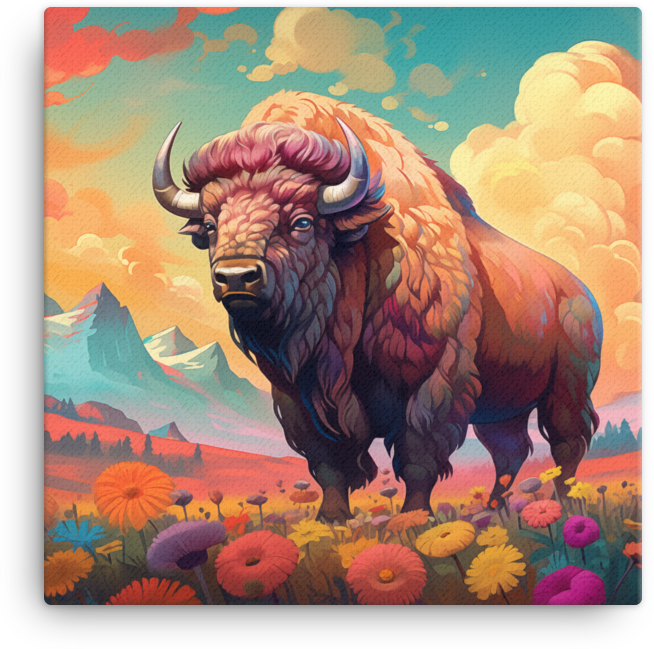 Alpine Glow Bison Canvas Wall Art