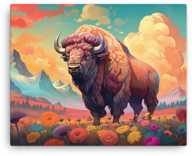 Alpine Glow Bison Canvas Wall Art