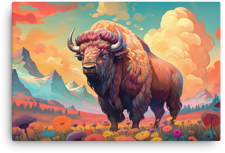 Alpine Glow Bison Canvas Wall Art