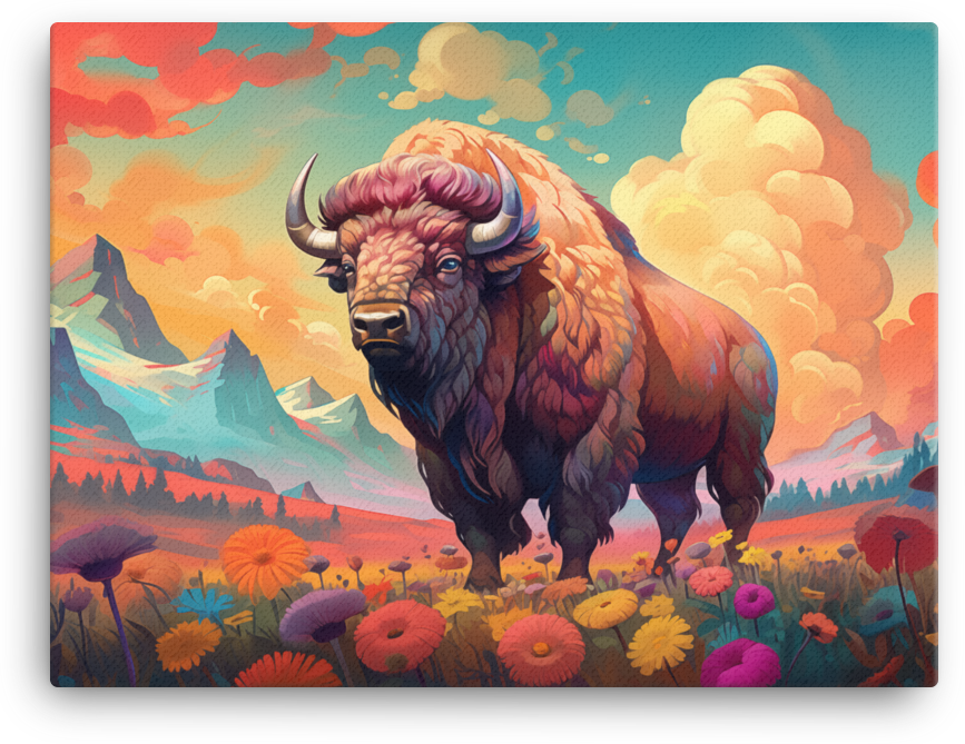 Alpine Glow Bison Canvas Wall Art