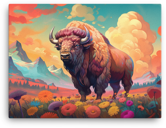 Alpine Glow Bison Canvas Wall Art