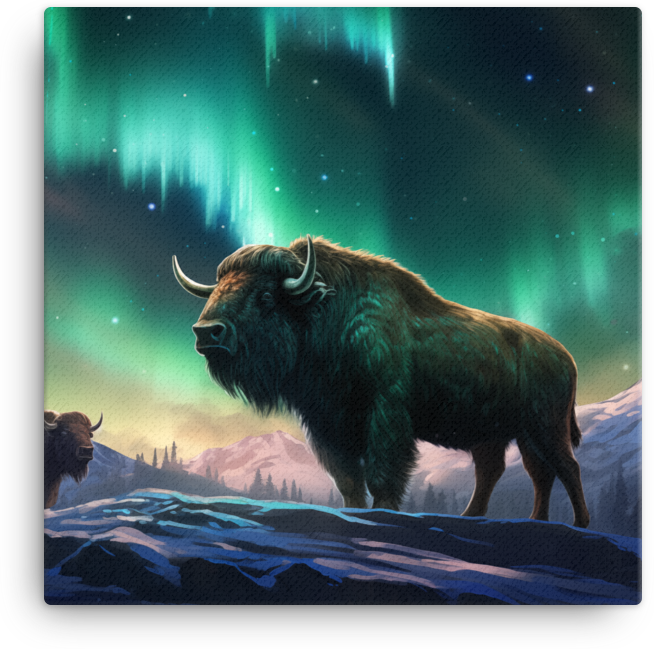 Aurora Wilderness Bison Canvas Wall Art