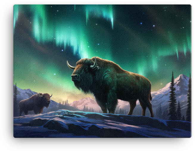 Aurora Wilderness Bison Canvas Wall Art