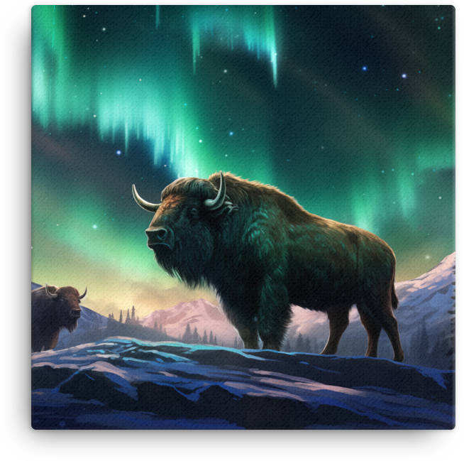 Aurora Wilderness Bison Canvas Wall Art