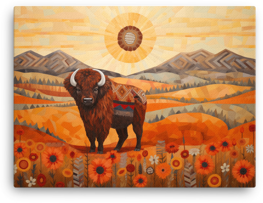 Autumn Serenity Bison Canvas Wall Art