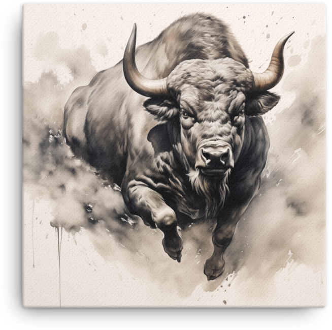 Bison in Dust Canvas Wall Art
