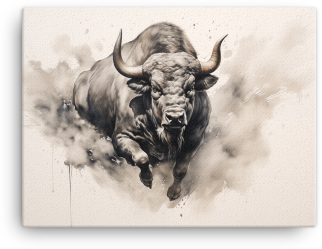 Bison in Dust Canvas Wall Art