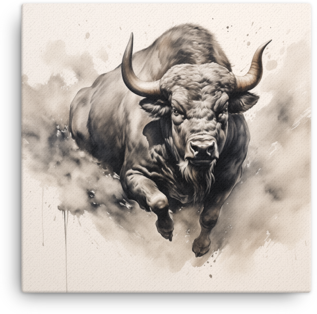Bison in Dust Canvas Wall Art