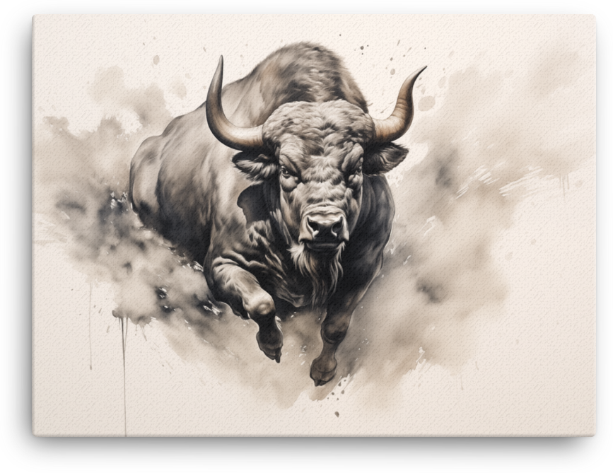 Bison in Dust Canvas Wall Art