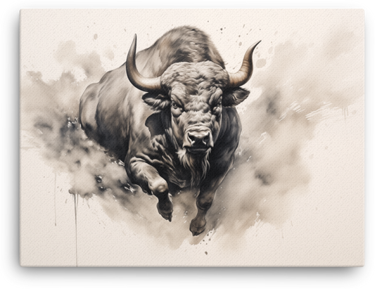 Bison in Dust Canvas Wall Art