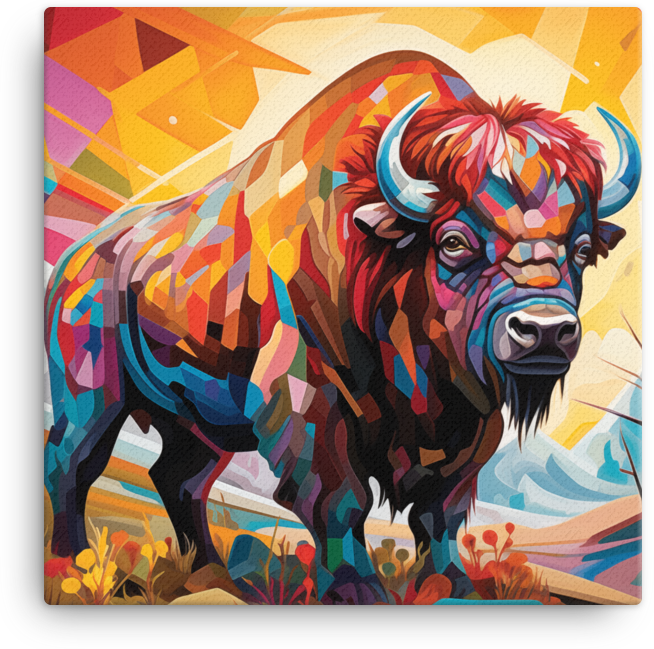 Bison of Vibrant Vistas Canvas Wall Art