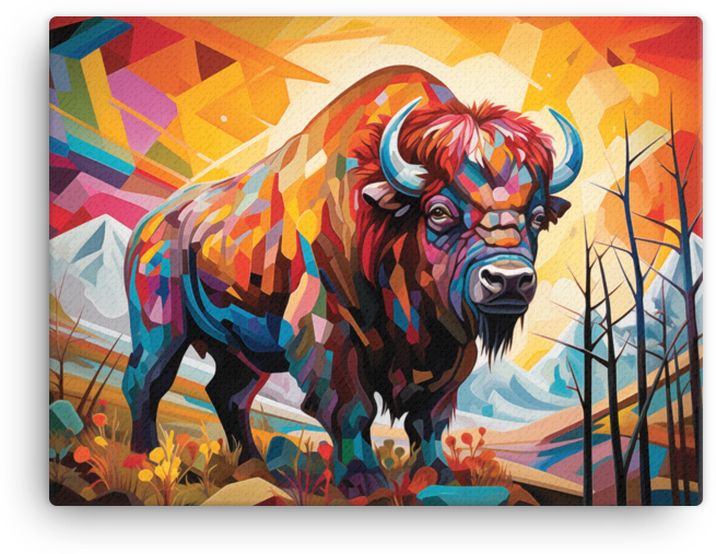 Bison of Vibrant Vistas Canvas Wall Art
