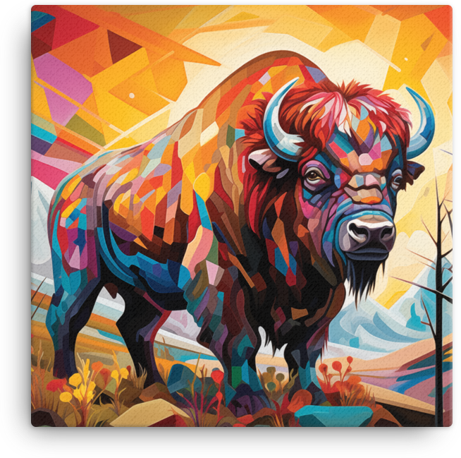 Bison of Vibrant Vistas Canvas Wall Art