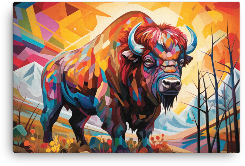 Bison of Vibrant Vistas Canvas Wall Art