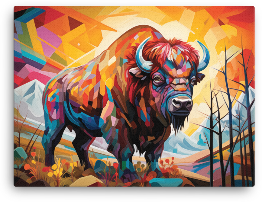 Bison of Vibrant Vistas Canvas Wall Art