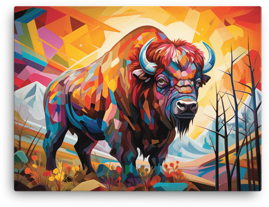 Bison of Vibrant Vistas Canvas Wall Art