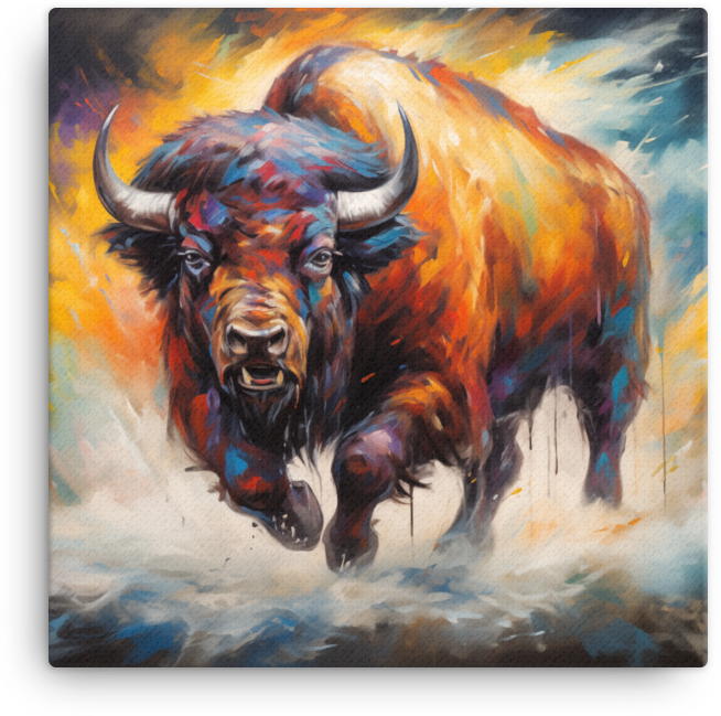 Blazing Trail Bison Canvas Wall Art